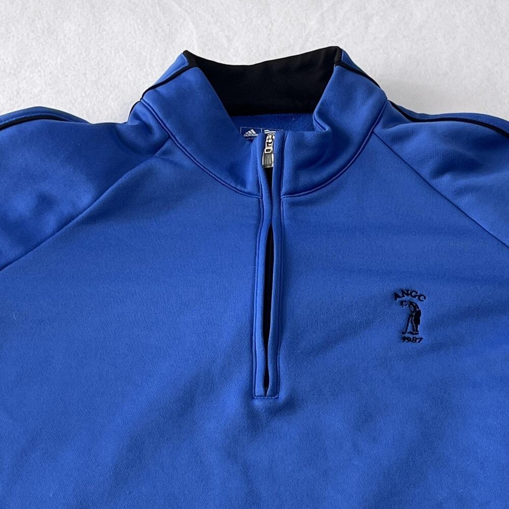 Adidas Golf Sweatshirt Mens Medium Blue Climalite 1/4 Zip Knit Fleece ANGC 1987 - Picture 2 of 12
